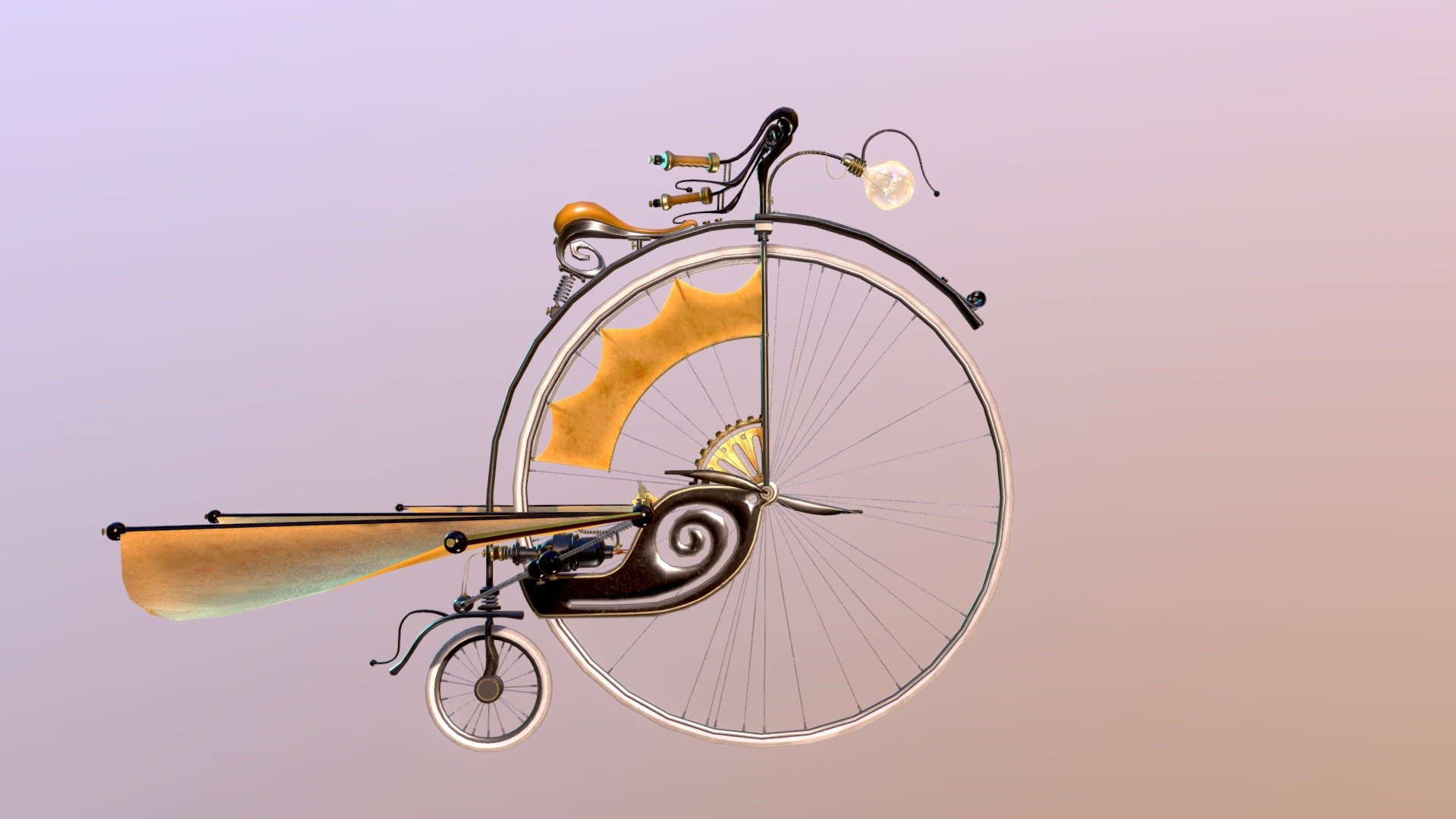 Hey everyone, I wanted to participate in this week's prompt with a penny farthing bicycle, based on a concept art by the talented Celia Kaspar. I've aimed to give this model a more realistic and functional vision, as if it could be used in real life. Additionally, this model is animated, as the bicycle features wings that give it a unique and surprising touch to its design. Don't forget to take the bicycle for a virtual spin and experience what it would feel like to ride it! Thank you for visiting my Sketchfab profile 💜

 - Sketchfab Weekly - Bicycle - Penny Farthing - 3D model by Dark Mermaids (@darkmermaids) 3d model