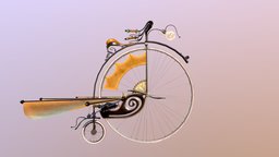 Sketchfab Weekly bicycle, victorian, invention, steampunk, vintage, wings, functional, gothic, 14, realistic, week, celia, pennyfarthing, sketchfabweeklychallenge, design, animated, fantasy, sketchfabweeklychallenge2023, kaspar