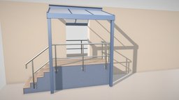 Modular Stairs, Railings and Roof Parts stairs, roof, parts, railings, metal, stainless-steel, vis-all-3d, 3dhaupt, low-poly, modular, banister