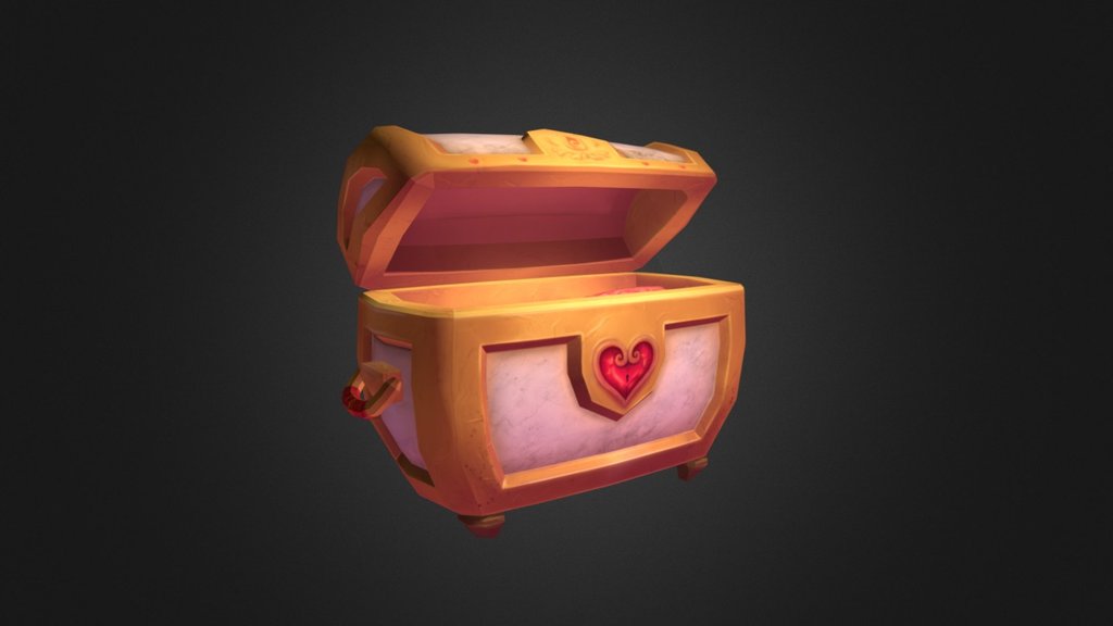 Finished handpainted treasure chest 3d model