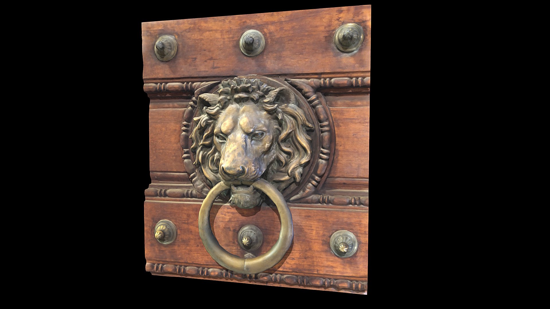 Lion head brass door knocker on the entrance doors to the Egyptian Museum in Cairo.

Created from 21 photographs (Motorolla Moto G Stylus mobile phone) using Metashape 1.7.5.  Minor mesh imperfections fixed in Blender 9.2 3d model