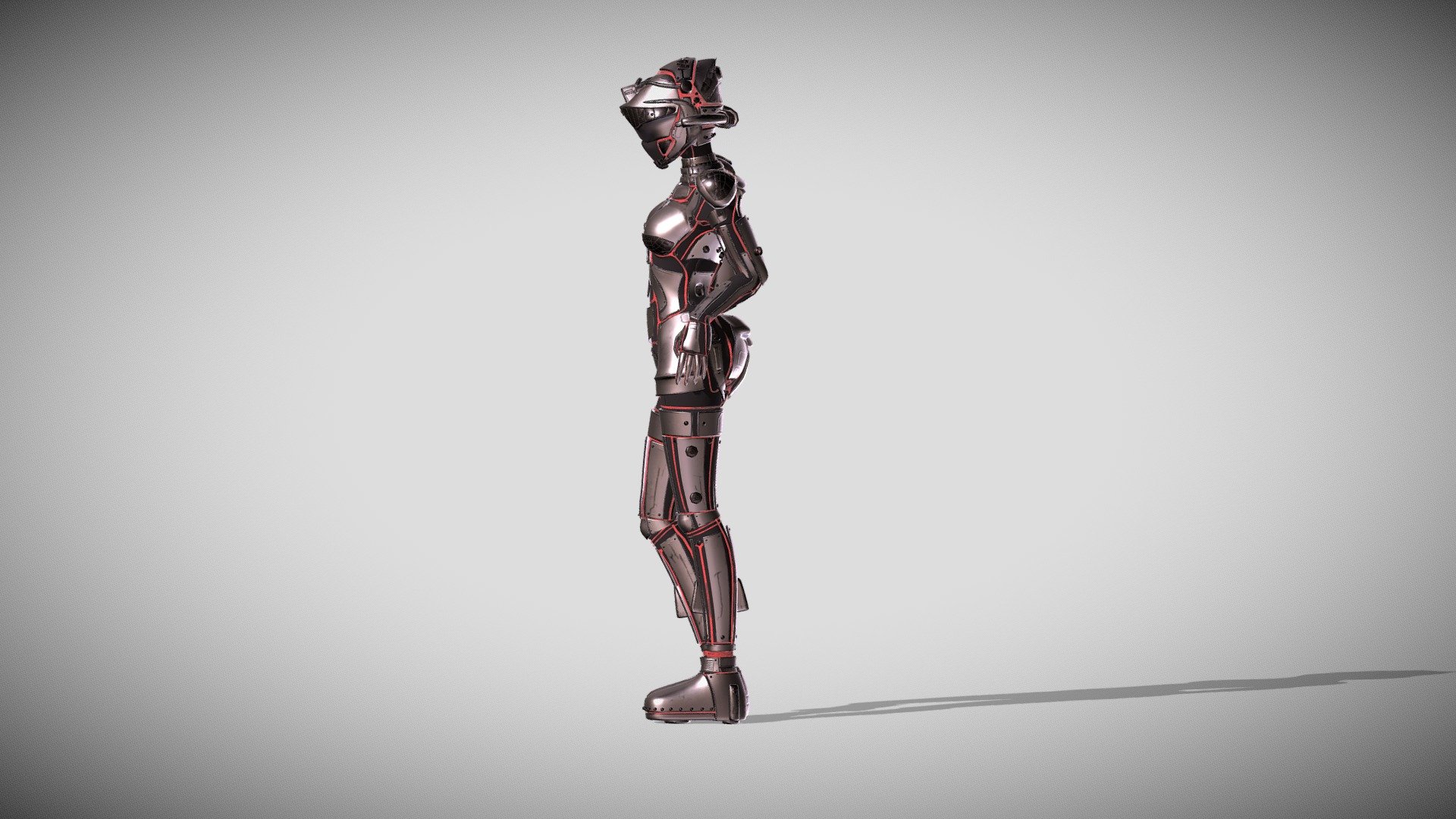 High Detail Tech-Suit
Rigged - In a standing Pose.
UV Unwrapped and textured. 
Comes with textures at 4096x4096 resolution. 

The model contains 49 objects, 4 sets of material, and 4 sets of textures. 
Modeled in Blender, painted in Substance Painter. 

Blend file before modifiers has 8.538 Faces, and 11.484 Vertices.

Video Preview: https://youtu.be/NAj9oe-wgck - Tech-Suit - Buy Royalty Free 3D model by Ed.Jan 3d model