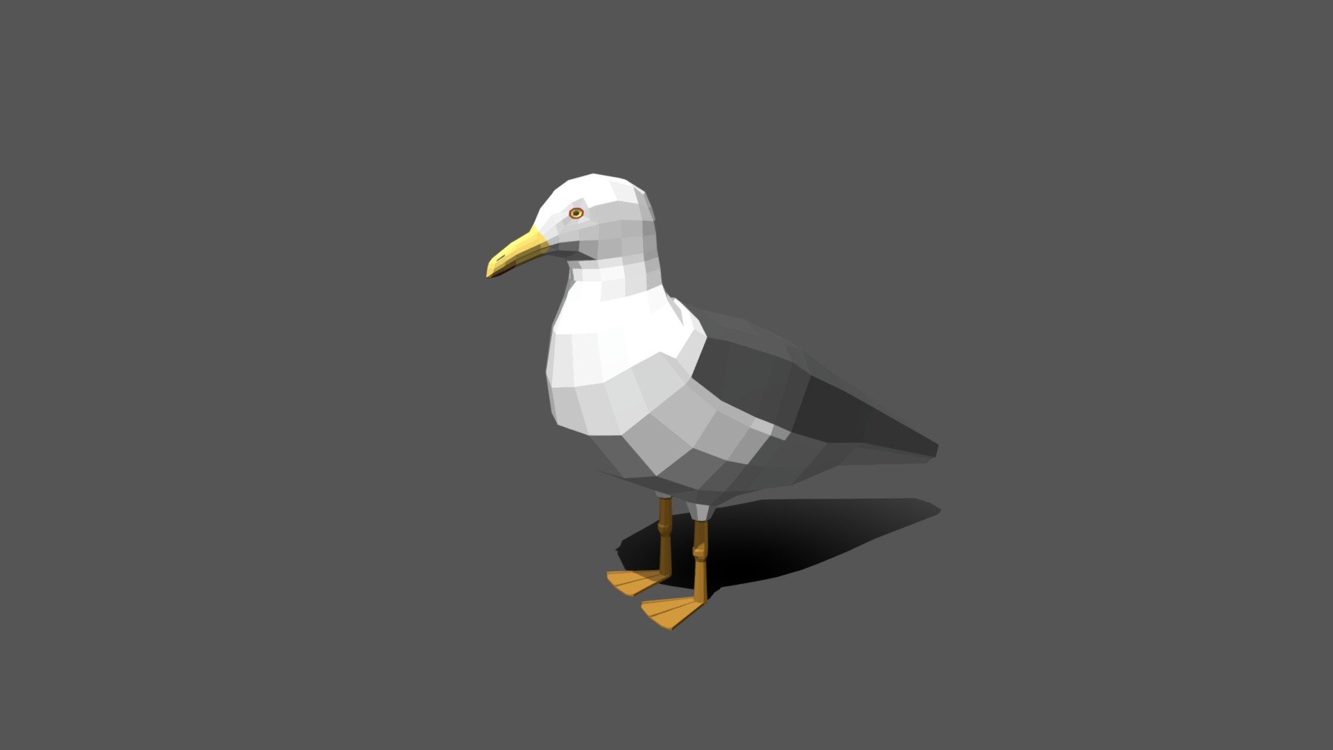 This is a low poly 3d model of a seagull. The low poly seagull was modeled and prepared for low-poly style renderings, background, general CG visualization presented as a mesh with quads only.

Verts : 784 Faces: 782

The model have simple materials with diffuse colors.

No ring, maps and no UVW mapping is available.

The original file was created in blender. You will receive a 3DS, OBJ, FBX, blend, DAE, Stl.

All preview images were rendered with Blender Cycles. Product is ready to render out-of-the-box. Please note that the lights, cameras, and background is only included in the .blend file. The model is clean and alone in the other provided files, centred at origin and has real-world scale 3d model