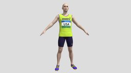 Athlete Runner people, shorts, sports, runner, champion, tournament, sprint, realistic, online, athlete, running, sporty, character, 3dprint, game, lowpoly, model, man, racing, usa