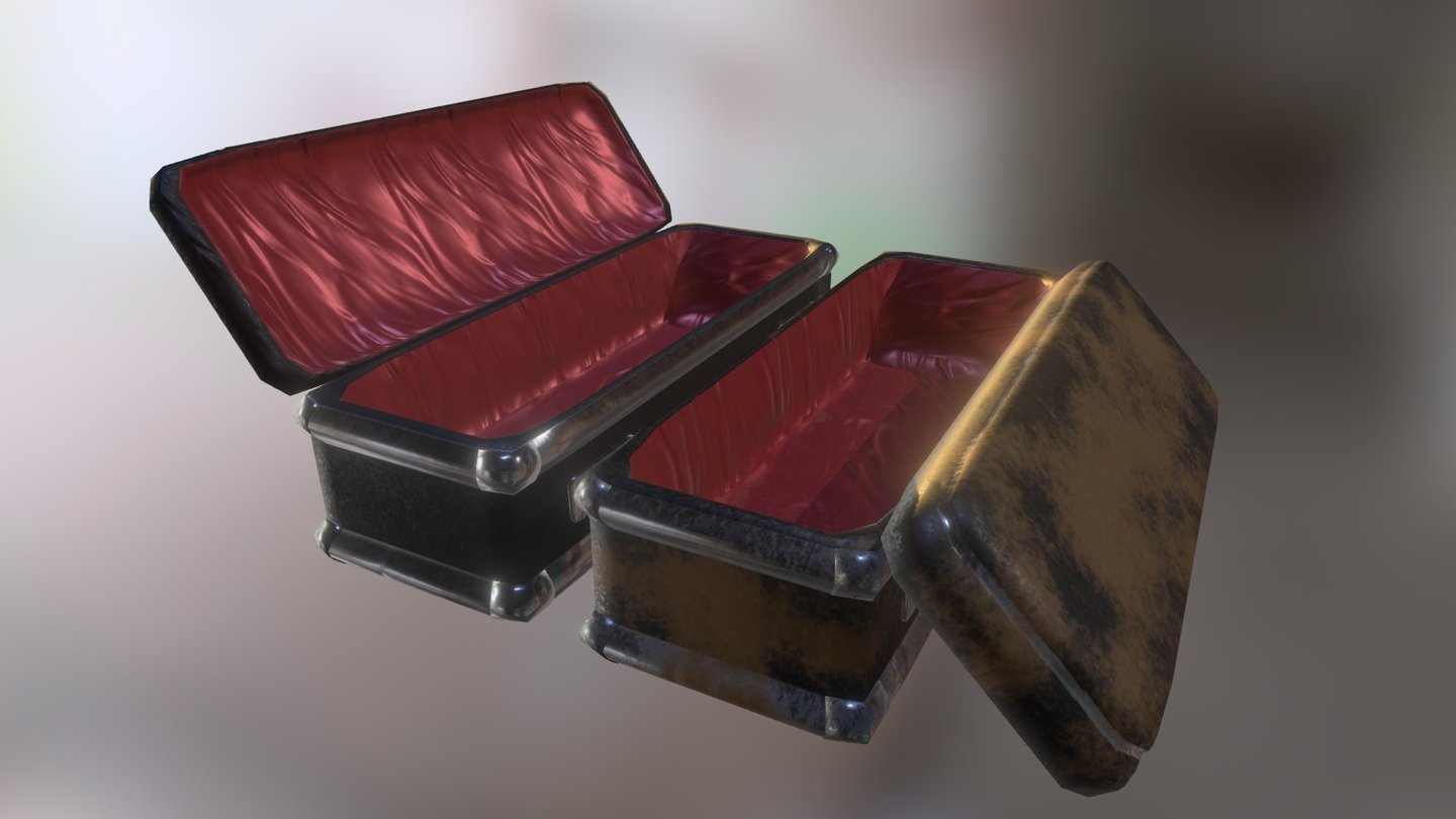 Quick attempt at a low poly coffin with detailed textures - Casket - 3D model by neoneko 3d model