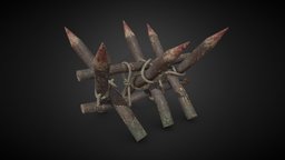 Wooden Stakes trap, wooden, survival, props, game-ready, unreal-engine, ue4, unity, low-poly, asset, pbr, lowpoly, meele-weapon