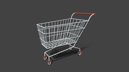 Low Poly Cartoon Super Market Cart wheel, trolley, basket, flat, cart, shopping, bag, store, market, flatshaded, supermarket, metal, sale, buy, customer, cartoon, lowpoly, shop, plastic, super