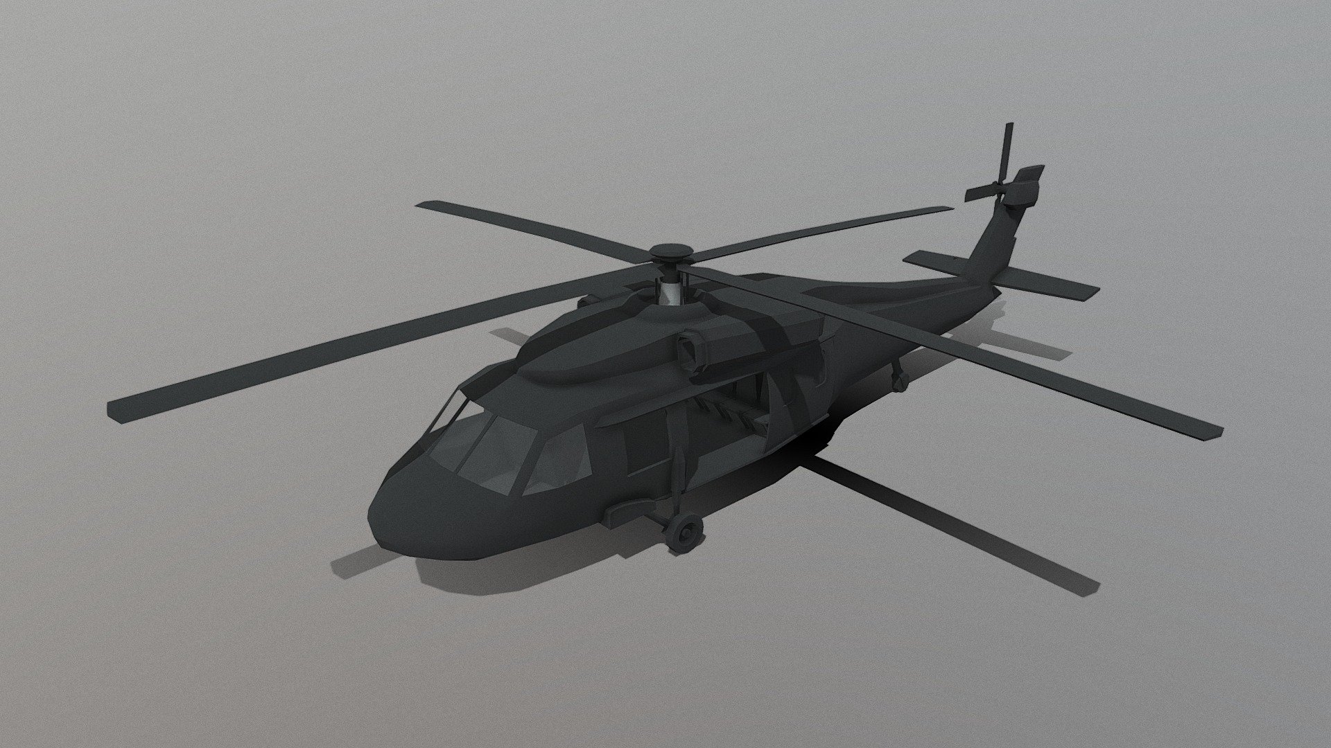 This is a low poly 3D model of the Black Hawk Helicopter. It was modeled and prepared for low-poly style renderings and game development.

Modeled in Blender 3d model