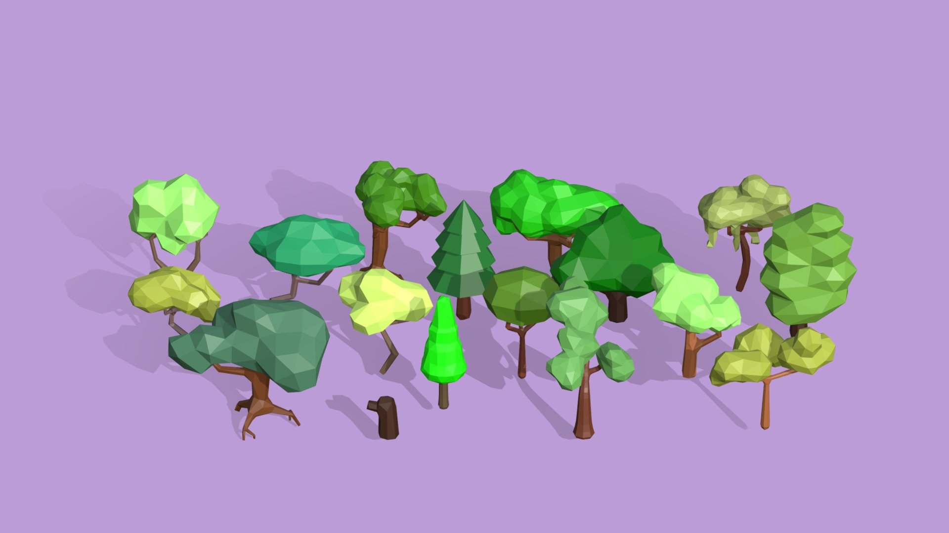 This pack contains 17 different low poly trees.

All the models are low poly and game ready.



please, contact me if you have any requests, you want any changes or diffrent file formats.
mhdglmhmd96@gmail.com


FREE cloud pack:https://skfb.ly/oIGou

FLOWER pack: https://skfb.ly/oIGpn

FREE Stone Pack: https://skfb.ly/oIUrE

Mushroom pack: https://skfb.ly/oJ7Dp - Stylized Low Poly Tree Pack - Buy Royalty Free 3D model by Mahdi.G 3d model