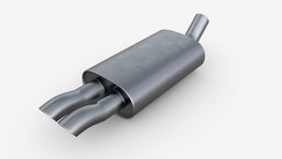Car Exhaust Pipe pipe, gas, motor, detail, tube, automotive, silencer, metal, auto, part, tuning, pollution, exhaust, spare, muffler, 3d, vehicle, pbr, car, steel