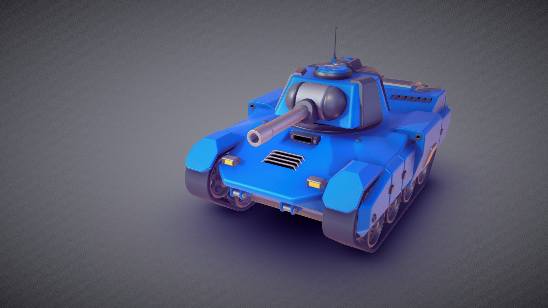 The Battle Wagon from the Steam game Tank Blazers!
We used a medium poly approach for the tank, to speed up production and to have an easy to read game 3d model