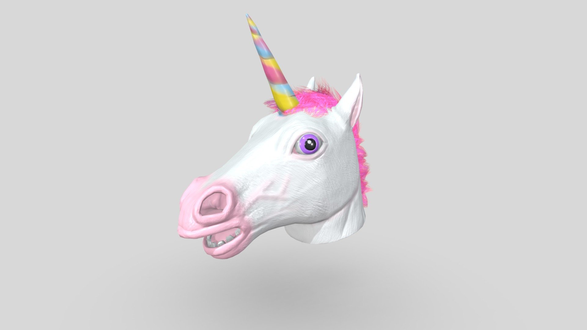 If you need additional work done do not hesitate to contact me, I am available for freelance work.

Funny Rubber Horse Head Mask in rainbow unicorn attire for a character in disguise. 

Highpoly sculpted in Nomadsculpt. Lowpoly made in Blender. Model and Concept by Me, Enya Gerber 3d model