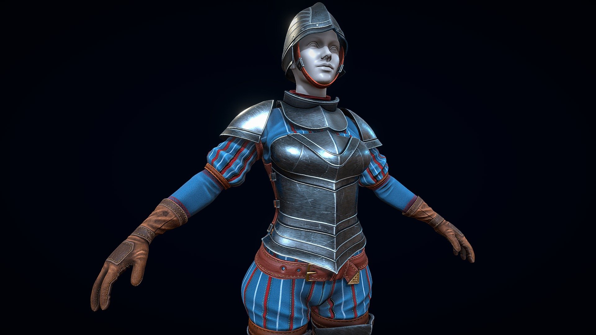 Low-poly 3D model of the Female Guard Armor doesn't contain any ngons and has optimal topology. This model has three texture sets - Female Guard Armor - Buy Royalty Free 3D model by CGnewbie 3d model