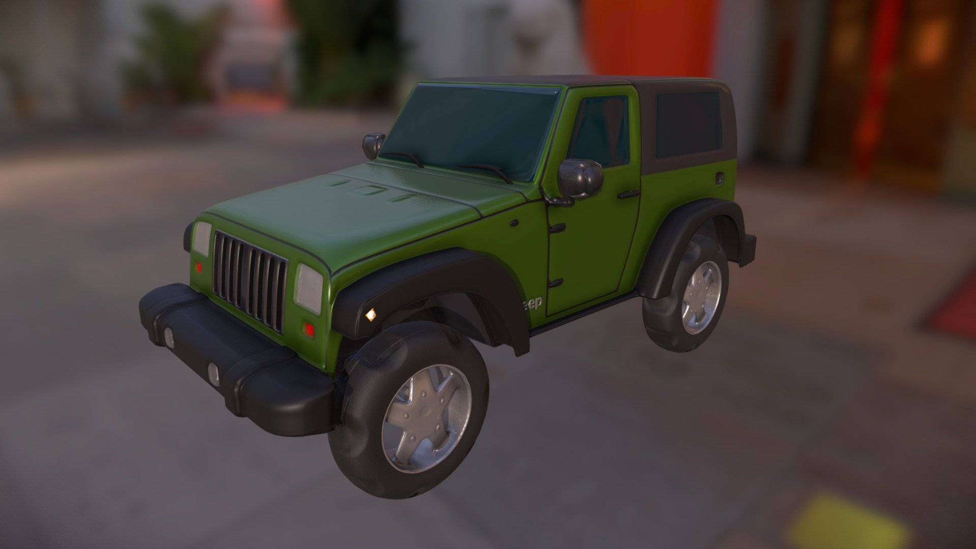 3d model of a Jeep Wrangler made in 3ds Max and textured in Substance Painter 3d model