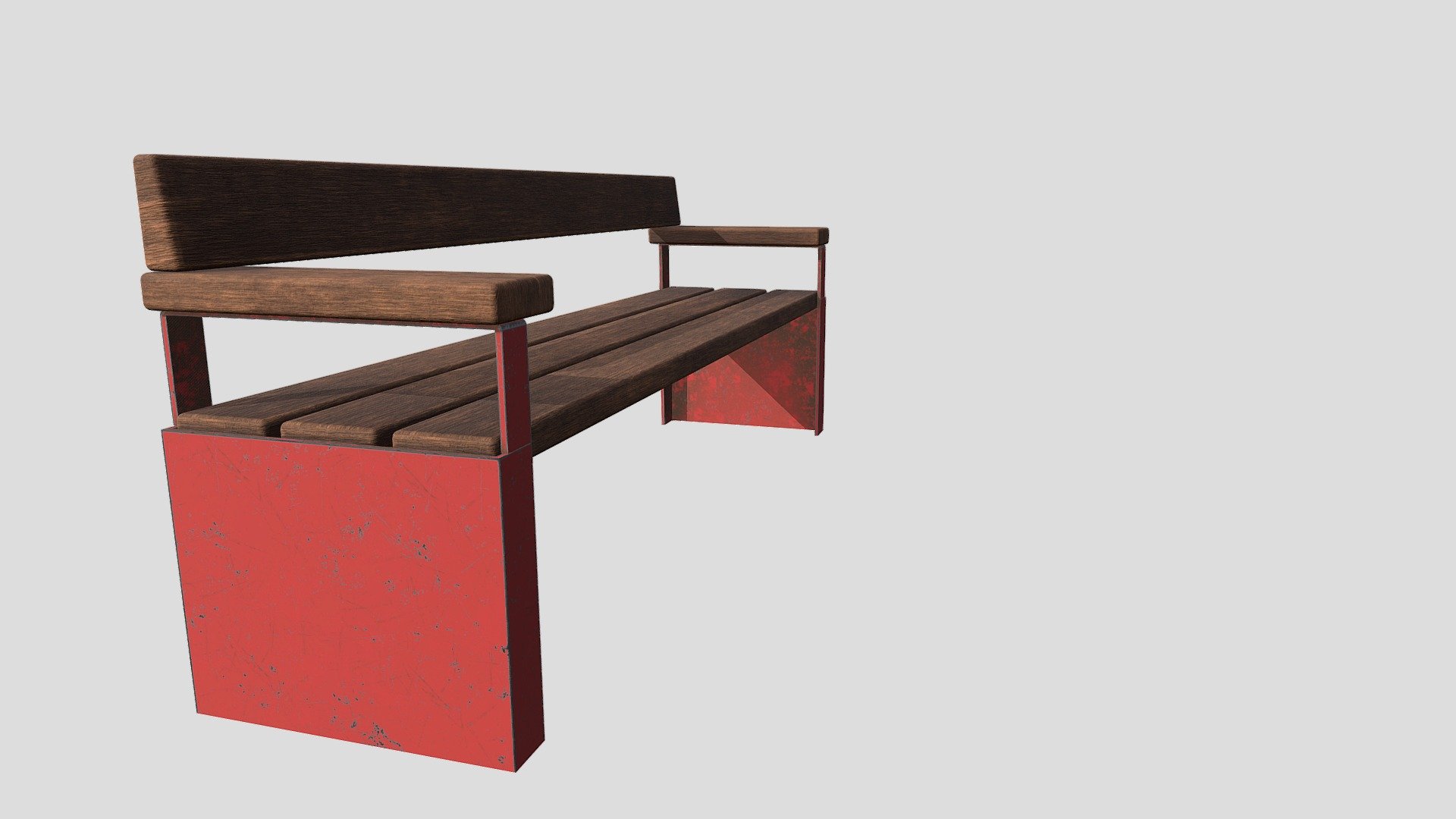 Scale model of a wooden bench on a metal support.
Made in Blender 2.93 and textured with Substance Painter 3d model
