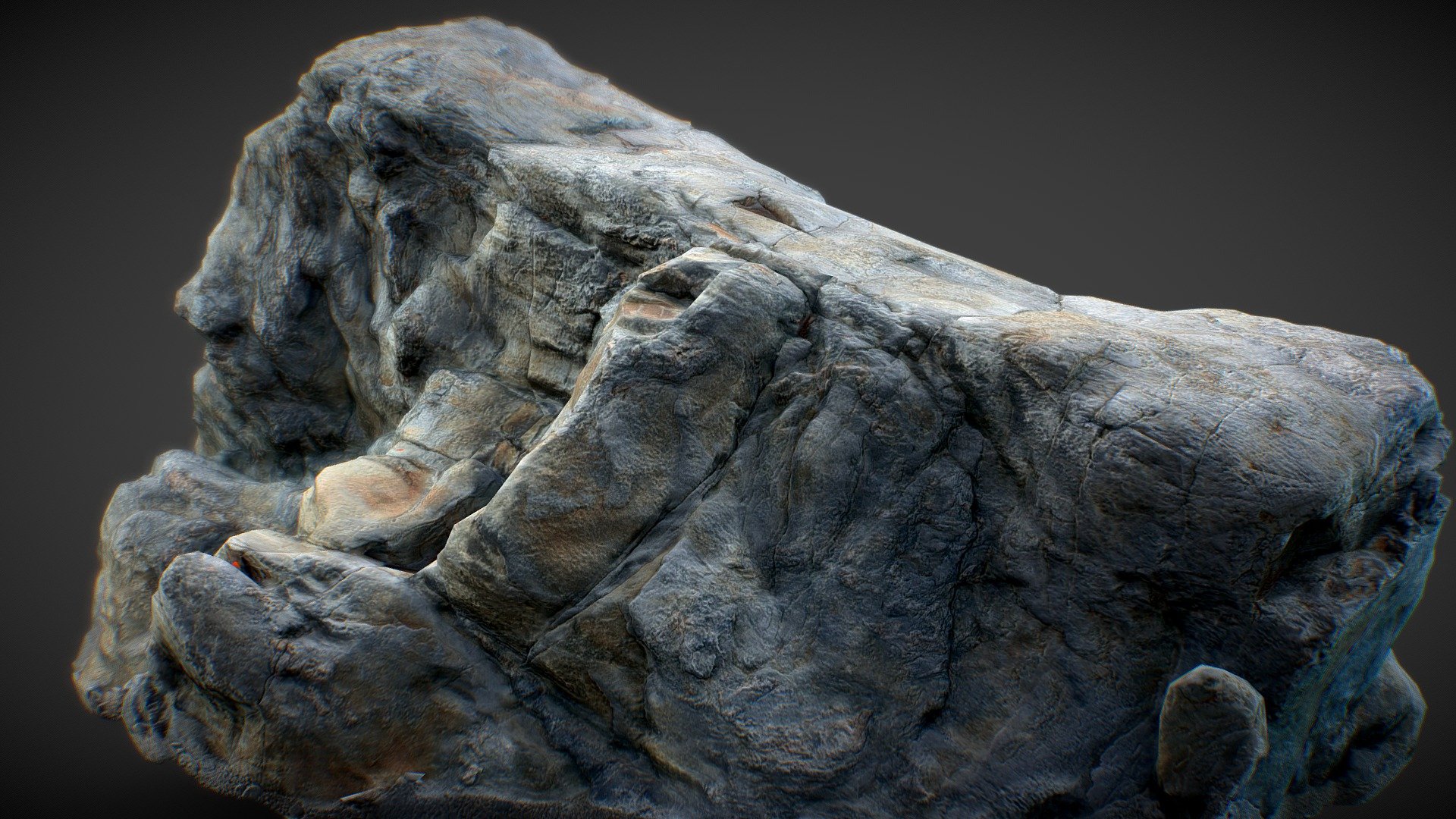 A photoscanned rock with a low poly count and good textures 3d model