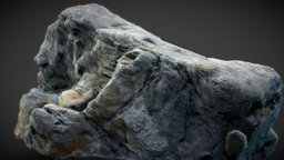 Gray photoscanned low poly rock 2