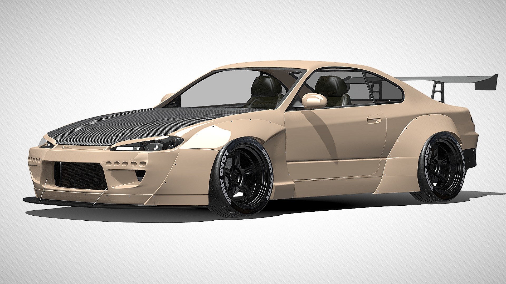 A highly detailed 3D model of the Nissan Silvia S15 Rockebunny created by HDM Studios team

About files:

Many types of files have been included, such as:

Textures:
- All textures were included in this file, but you can also use the glb file - it is in this type of file that textures are attached to the model.

About 3D model:


Highly detailed car model.
Animated model (Blend.file)
PBR textures (Key Shot)
Highly detailed interior of the car
Suitable for use in games

Thank you for purchasing our models! - Nissan Silvia S15 Rockebunny - Buy Royalty Free 3D model by HDM Studios (@HDM.Studios) 3d model