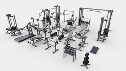 Rigged Gym Equipment rigging, set, pack, sports, fitness, gym, rig, equipment, collection, exercise, props, weight, workout, machines, weightlifting, equipments, low, poly, animation, gear, rigged, dumbbel