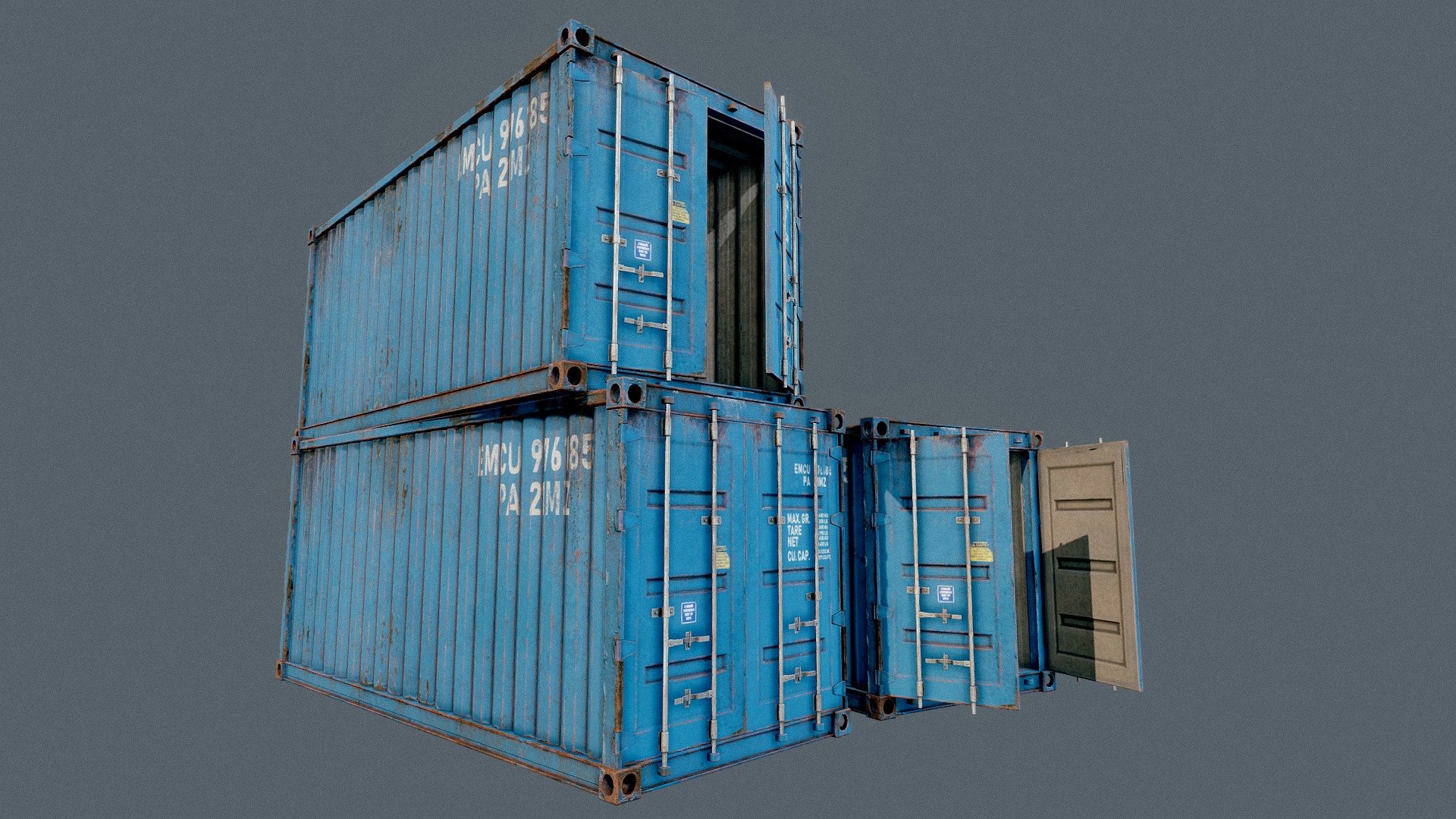Enterable Shipping Container 03 - PBR

Very Detailed Low Poly Shipping Container with Interior, with High-Quality PBR Textures.

Because several Requests, i have made this new container which have interior.

Stickers and texts are custom made in photoshop.

Doors can be opened

Fits perfect for any PBR game as Environment Decoration etc.

Created with 3DSMAX, Zbrush and Substance Painter.

Standard Textures
Base Color, Metallic, Roughness, Height, AO, Normal, Maps

Unreal 4 Textures
Base Color, Normal, OcclusionRoughnessMetallic

Unity 5/2017 Textures
Albedo, SpecularSmoothness, Normal, and AO Maps

2x4096x4096 TGA Textures

Please Note, this PBR Textures Only. 

Low Poly Triangles 

7454 Tris
4530 Verts

File Formats :

.Max2019
.Max2018
.Max2017
.Max2016
.FBX
.OBJ
.3DS
.DAE - Enterable Shipping Container 03 - PBR - Buy Royalty Free 3D model by GamePoly (@triix3d) 3d model