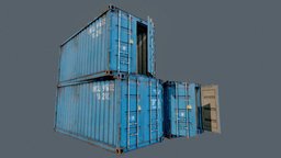 Enterable Shipping Container 03 red, action, prop, unreal, docks, rusty, shipping, loot, decor, metal, props, old, shipyard, enterable, lowpoly-3dsmax, lowpoly-gameasset-gameready, physically-based-rendering, unity, pbr, lowpoly, gameasset, decoration, blue, container, interior, industrial, gameready, environment, steel