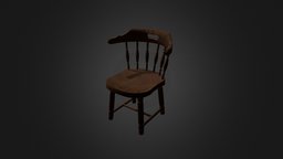 Wooden Chair vintage, worn, furniture, old, ue4, pbr, lowpoly, chair, wood, interior