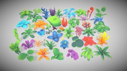 Stylized Low Poly Plants 02 Pack