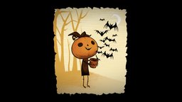 Pumpkin Boy cute, fun, adorable, cellshading, bats, allhalowseve, pumkinboy, sebmesnard, character, cartoon, 3d, 3dsmax, halloween, pumpkin, spooky, funny