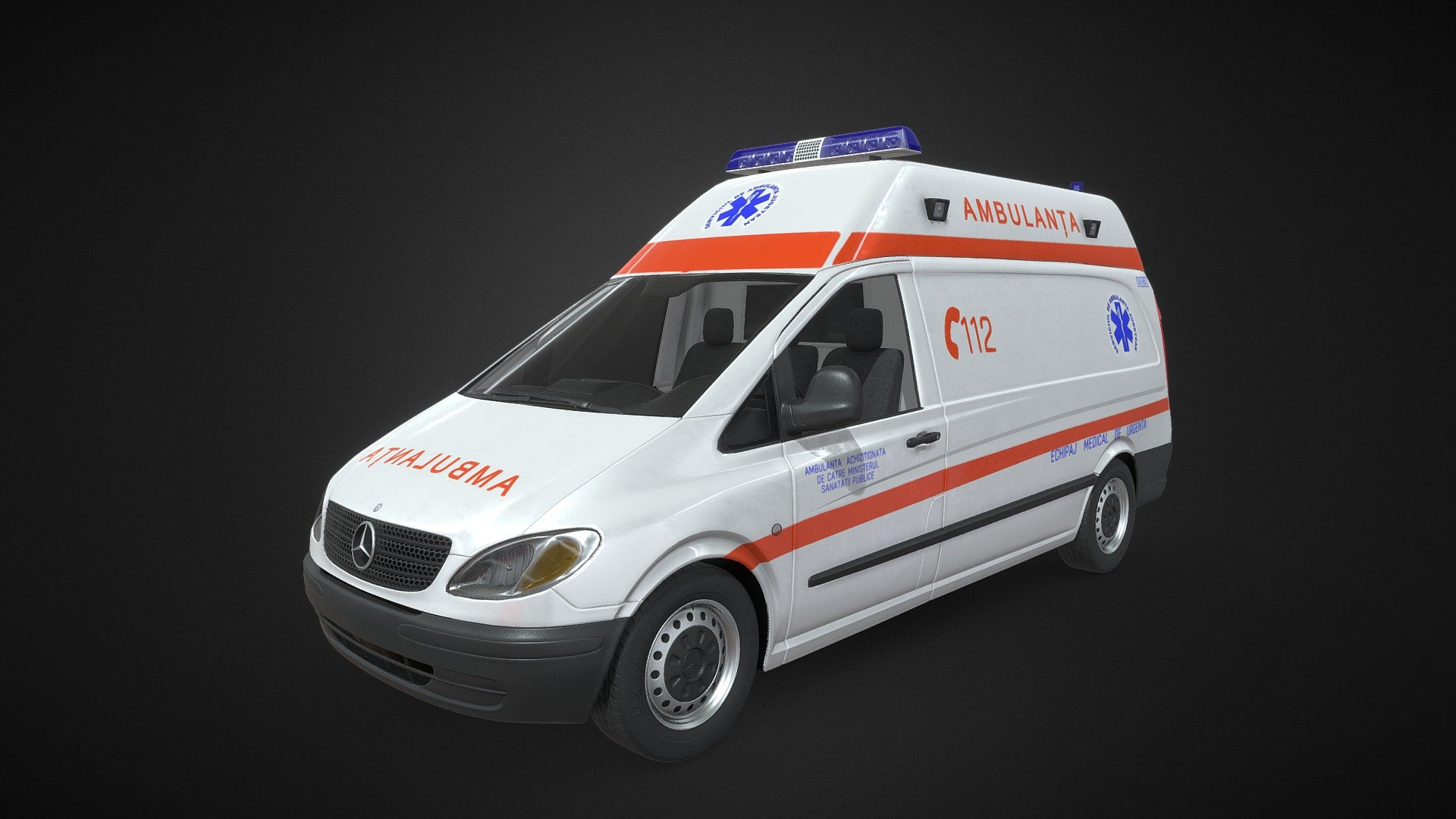 Mercedes Vito Romanian ambulance - Mercedes Vito Ambulanta - Buy Royalty Free 3D model by solid3d (@solidmodelsproject) 3d model