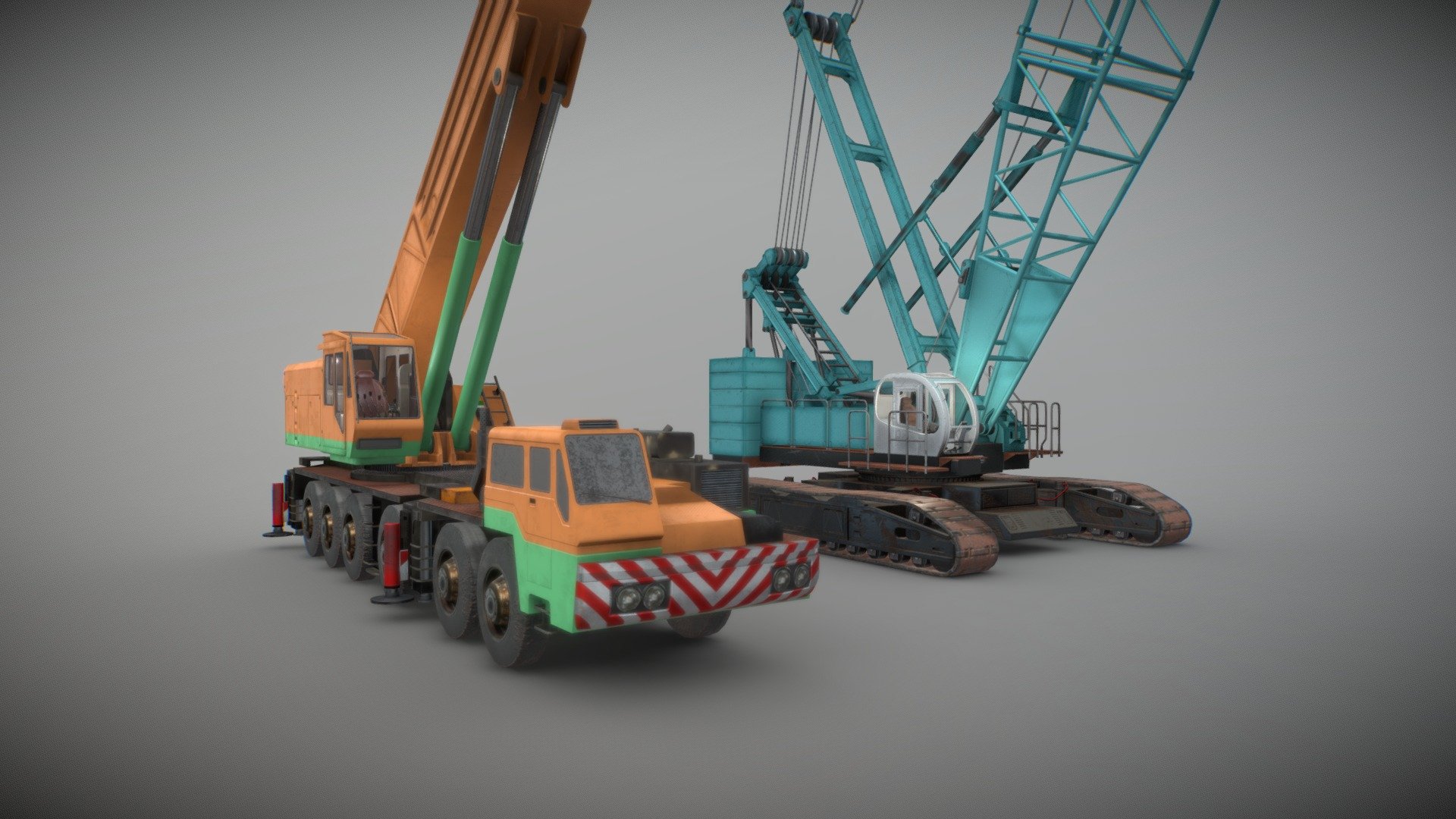 Based of a KATO KA-2000 and a HITACHI SUITOMO SCX2800-2 cranes model in Blender and Textured in Substance Painter - KA-2000 & SCX2800-2 CRANES - Download Free 3D model by drcrazzie 3d model
