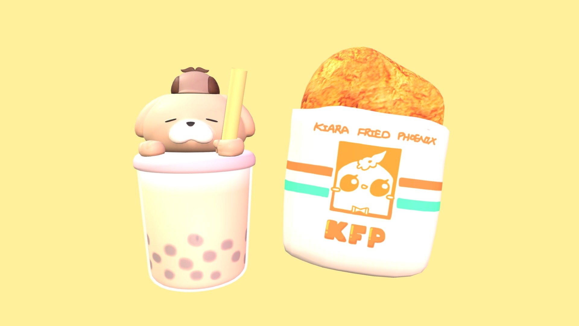 Let me introduce my favorite calroie set, bubble tea with Bubba cup lid and meat of KFP(?)

You can grab 🧋🍗 within $5 in my country, if you come visit Taiwan, don't forget to give them a try!  



make sure to subscribe them!  




Amelia Watson🔎  

Takanashi Kiara🐔
 - Bubba Tea And KFP - Download Free 3D model by BunnyGame 3d model