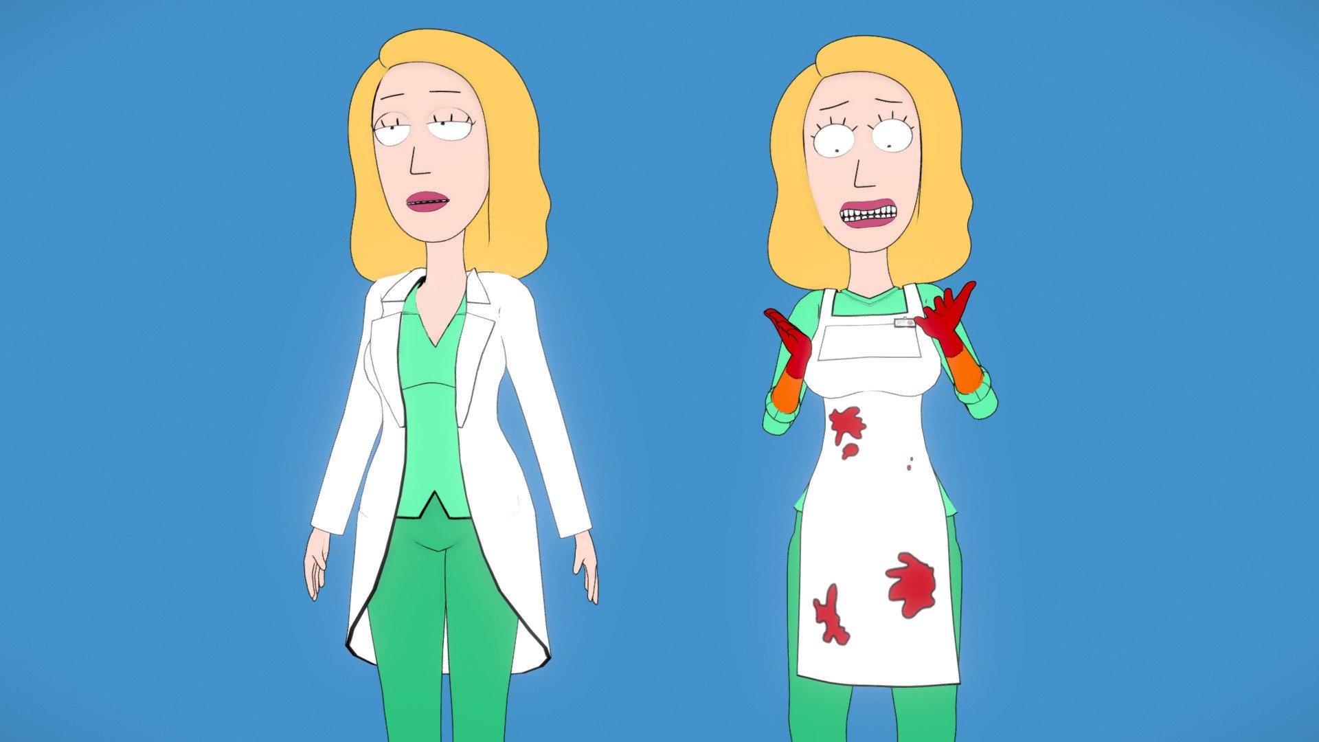 Beths Veterinarian outfits from the show Rick and Morty!

Commission by AEHENTAI!

Check out the rest of the outfit collection at https://skfb.ly/oBBBO

 - Rick and Morty - Veterinarian Beth - Buy Royalty Free 3D model by ASideOfChidori 3d model