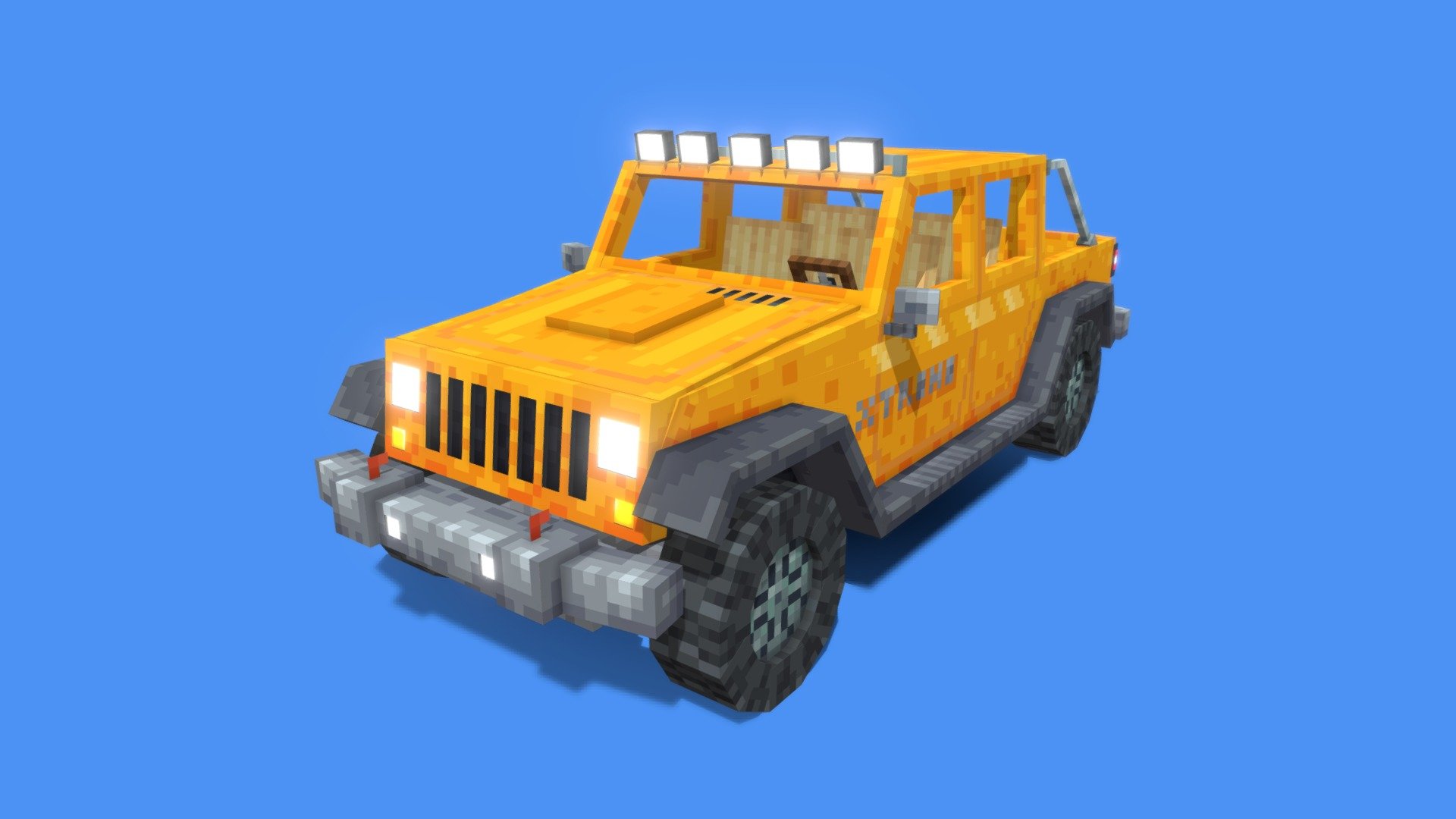 My low-poly and pixel art take of the Jeep Wrangler. (see render below)  - Jeep wrangler - 3D model by ultimatech 3d model
