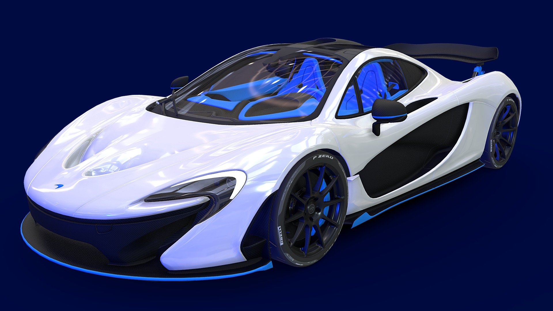 Model ready to be rigged, just download the rig-a-car addon for blender.

The McLaren P1 is a supercar produced by British marque McLaren Automotive. It is a plug-in hybrid with a mid-engine layout. It was first shown at the 2012 Paris Motor Show, with sales of the P1 beginning in the United Kingdom in October 2013 and all of the limited run of 375 units sold by November 2013. Production ended in early December 2015.

The P1 features a 3.8 L; 231.8 cu in (3,799 cc) twin-turbocharged V8 engine. The twin turbos boost the petrol engine at 1.4 bar (20.3 psi) to deliver 542 kW (737 PS; 727 hp) at 7,500 rpm and 531 lb⋅ft (720 N⋅m) of torque at 4,000 rpm, combined with an in-house-developed electric motor producing 132 kW (179 PS; 177 hp) and 192 lb⋅ft (260 N⋅m) of torque. The electric motor and the petrol engine in the P1, produce a combined power output of 674 kW (916 PS; 903 hp) and 900 N⋅m (664 lb⋅ft) of torque.

And not to mention my favourite car of all time 3d model