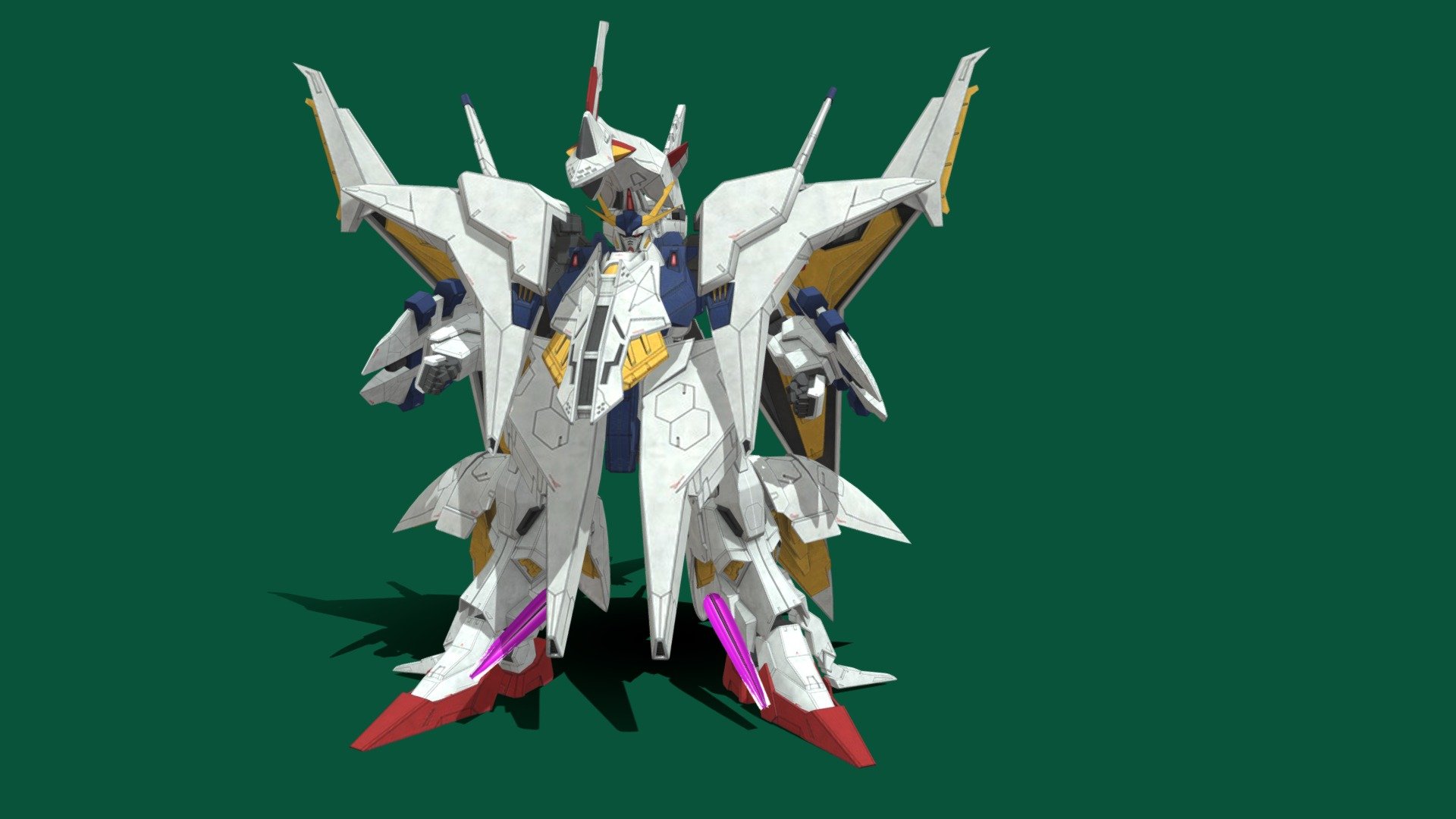 The RX-104FF Penelope is a prototype transformable Newtype-use mobile suit. It was featured in the novel Mobile Suit Gundam: Hathaway's Flash 3d model