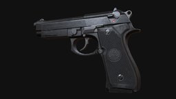 Beretta 92FS pistol, beretta, pietro, beretta92, weapon, lowpoly, gun, gameready