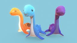 3D Cartoon Dinosaur Plesiosaurus cute, chibi, kids, pet, animals, creatures, colorful, plesiosaur, cartoon, 3d, blender, lowpoly, gameasset, stylized, fantasy, dragon, prehistoric, funny, dinosaur, dino, sea, cuteanimals, funnycharacter
