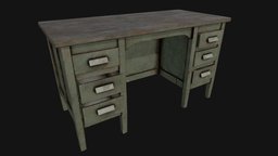 Old Office Table B office, wooden, games, work, vintage, post-apocalyptic, retro, unreal, worn, planks, furniture, table, postapocalyptic, props, old, horrorgame, lowpoly-3dsmax, lowpoly-gameasset-gameready, worktable, unity, pbr, lowpoly, gameasset, wood, horror, gameready, environment