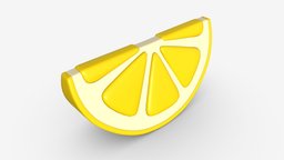 Stylized lemon slice food, fruit, organic, tropical, restaurant, vending, piece, decorative, fresh, yellow, citrus, lemon, slice, juicy, sour, 3d, pbr, design, stylized