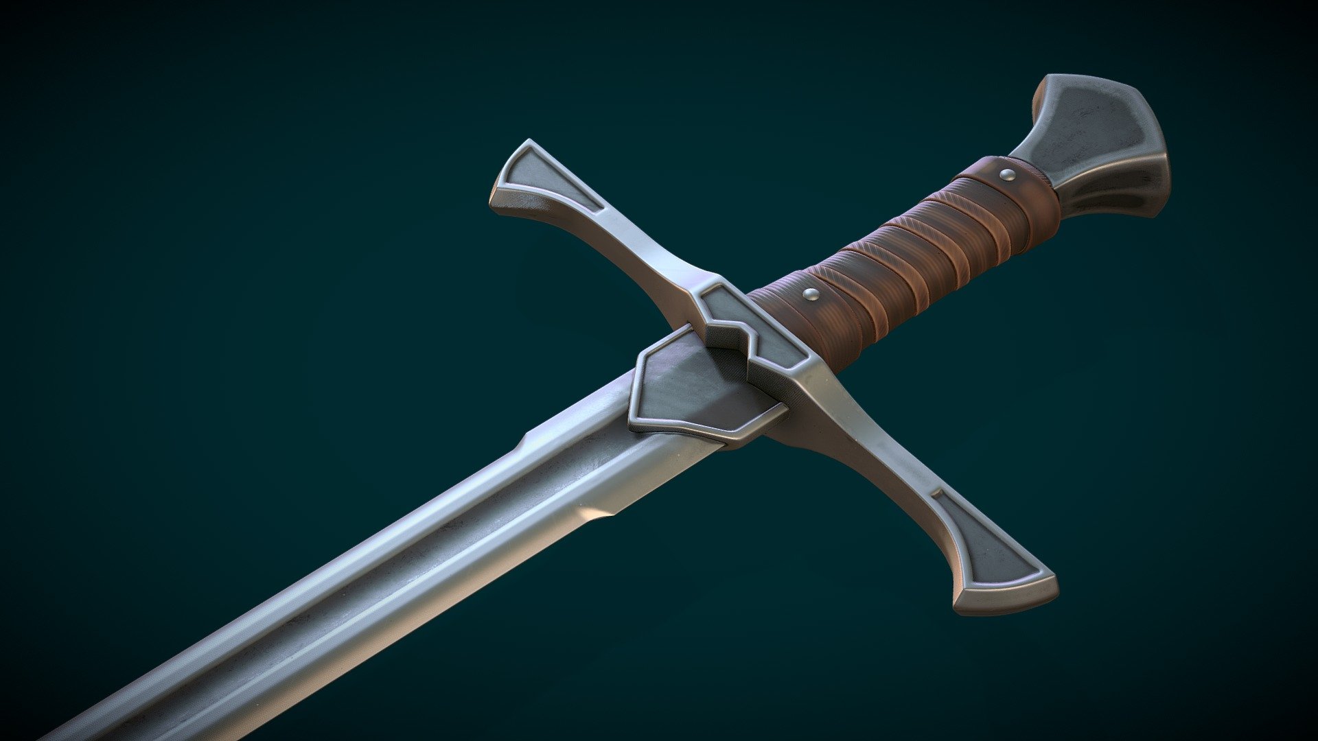 Steel sword for close-up renders and real time in UE5 . 8K textures 3d model
