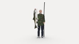 Fisher 0916 fish, style, people, clothes, miniatures, fisherman, realistic, character, 3dprint, model, man, male