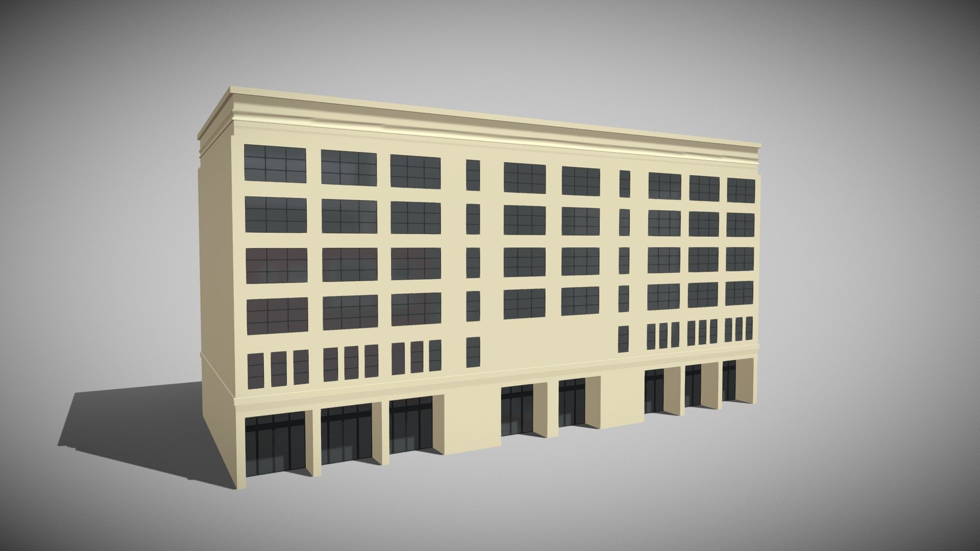 Detailed model of a Commercial Building with no interior, modeled in Cinema 4D.The model was created using approximate real world dimensions.

The model has 14,945 polys and 17,256 vertices.

An additional file has been provided containing the original Cinema 4D project files and other 3d export files such as 3ds, fbx and obj 3d model
