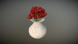Simple Vase with 2 Dozen Roses room, plant, red, flower, vase, pattern, living, decor, allegorithmic, substance, painter, asset, game, art, house, home, decoration
