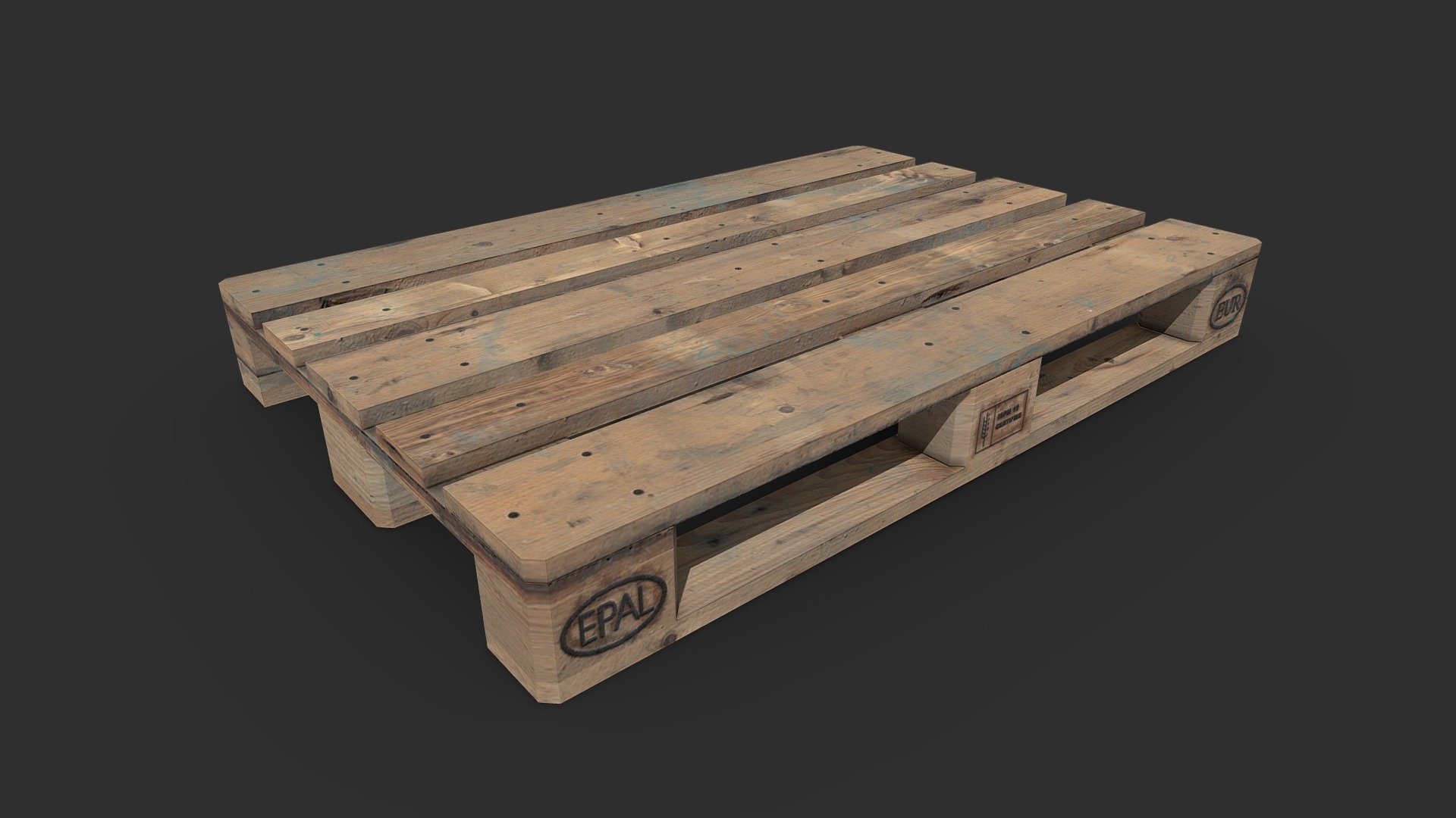 Low poly and photorealistic industrial wooden pallet, perfect for game environments.




File format: FBX, OBJ, MAX, BLEND

Triangles: 364

Textures: 2K, 1K (Albedo, Normal, Roughness, AO) 

Real-world scale
 - Industrial wooden pallet - Buy Royalty Free 3D model by Darken (@darken14) 3d model