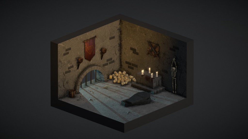 Isometric Room Challenge Entry - Isometric Dungeon - 3D model by dave_ja 3d model