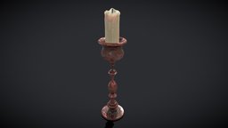 Elegant Candle Stick scene, lamp, wax, plate, medieval, holder, flame, candle, rustic, vr, general, candles, decor, fire, models, houseware, dripping, various, lighting, design, interior, light