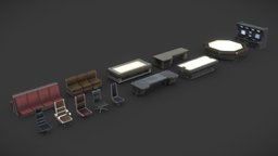 Scifi Assets assets, pack, electronic, table, props, alien, terminal, game-ready, unrealengine, unity, pbr, lowpoly, scifi, chair, sci-fi, futuristic, gameasset, technology, gameready