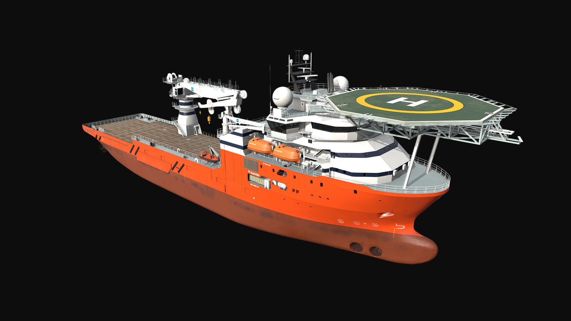 The Seabed Constructor is a modern and versatile Subsea Support and Construction vessel of the MT 6022 MKII design. She is fitted with two heavy duty work class ROV systems and a 250 t Active Heave Compensated offshore crane, enabling her to conduct ultra-deep water operations down to 6000 msw. This dynamically positioned vessel was built to undertake a variety of operations, including IMR, survey and decommissioning 3d model