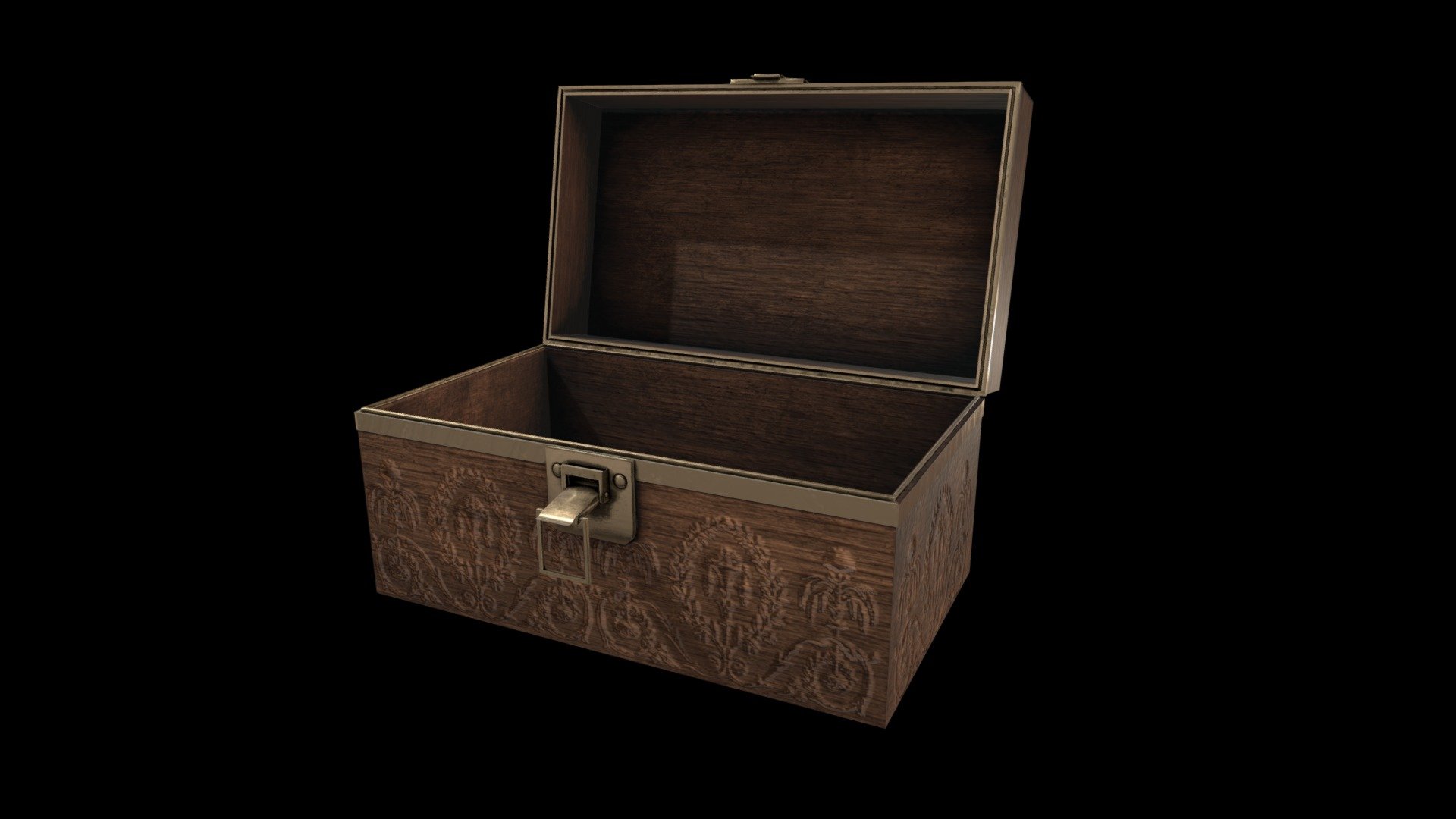 This is a small wooden storage box with faded bronze edges, lock and hinges. Great addition to a room environment! - Wooden Storage Box - Download Free 3D model by FordVFX 3d model