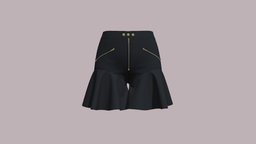 PU Peplum Zipper Shorts short, bronze, style, fashion, shorts, biker, garment, fashion-style, 3d, design, black, zippers, 3dfashion, fashiondesign3d, fakeleather